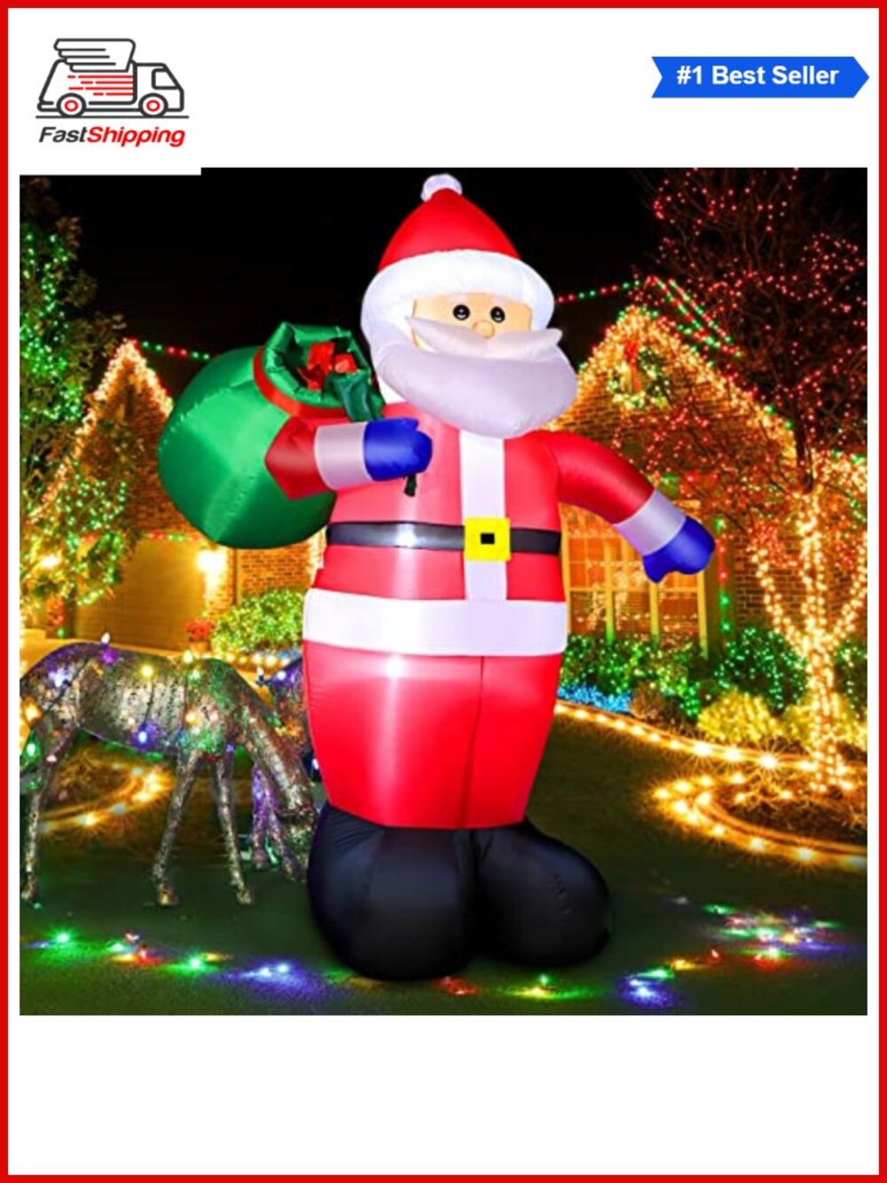 🎅 8 FT Christmas Inflatable Santa Claus LED Lighted Yard Decor